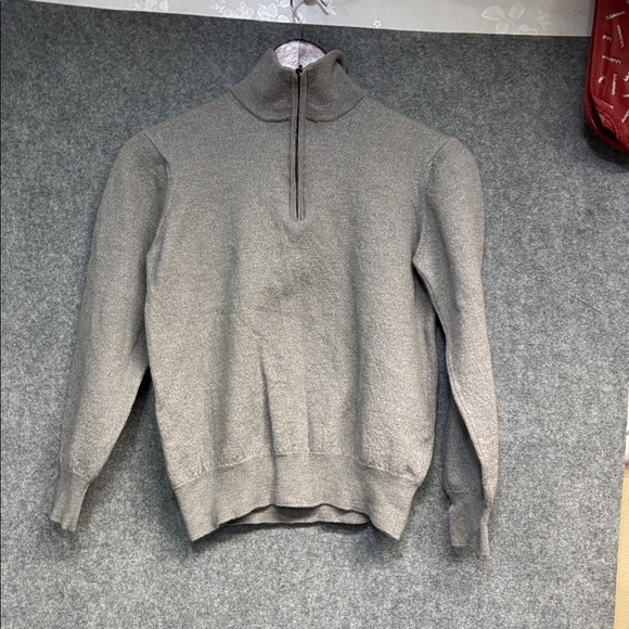 Brunella Gori Italy grey wool long sleeve mid zip up sweater shirt L - Picture 4 of 10